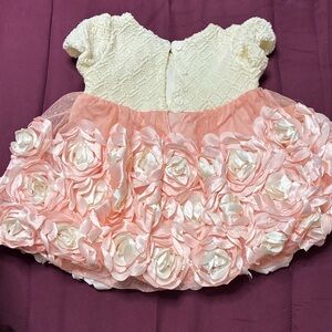 Elegant Cream and Pink Floral Kids Formal Dress